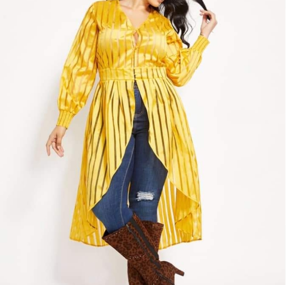 Ashley Stewart striped organza duster  size 14/16